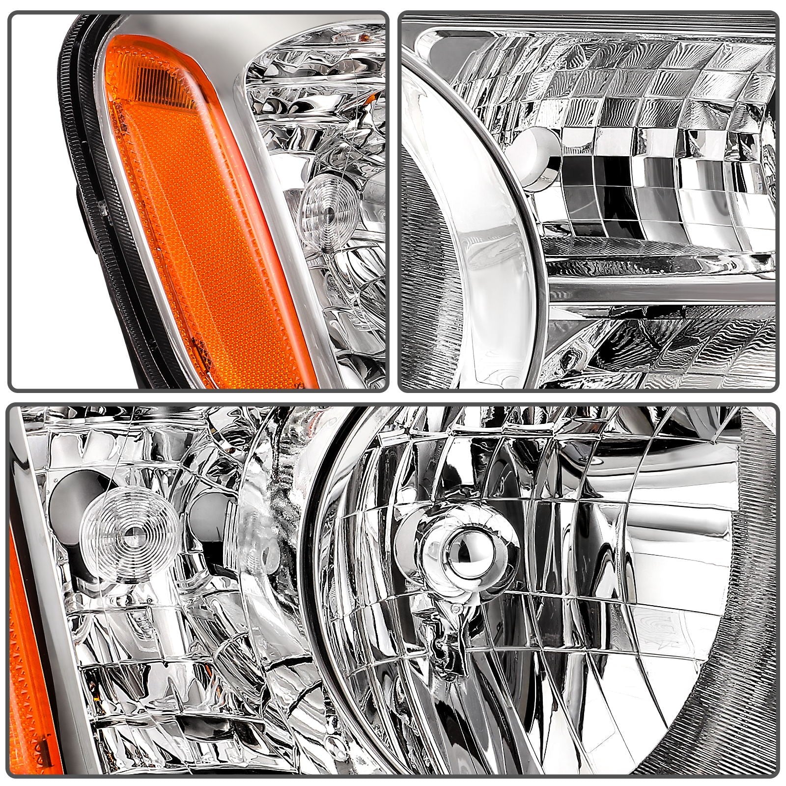 Pair Kit Headlights Assembly For 2009-2011 Honda Pilot SUV 3.5L Chrome Amber 6B93BC-57