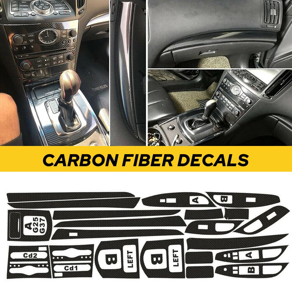 For Infiniti G25 G37 3D Carbon Fiber Pattern Interior DIY Trim Decals 6B93BC-57