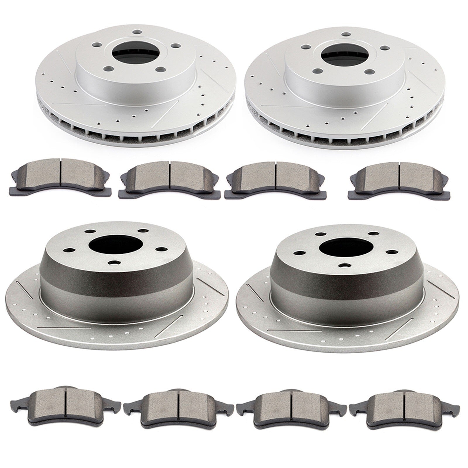 For 1999 - 2004 Jeep Grand Cherokee Front Rear Rotors Ceramic Brakes Pads Kit 6B93BC-57