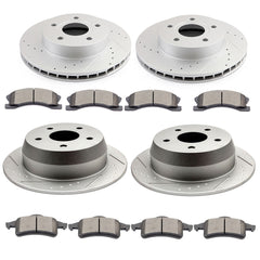 For 1999 - 2004 Jeep Grand Cherokee Front Rear Rotors Ceramic Brakes Pads Kit 6B93BC-57