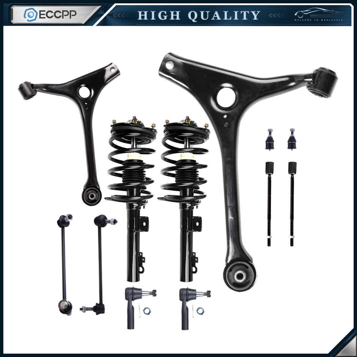 Front Complete Struts Sway Bar Tie Rods Ball Joint Fits Ford Taurus 1998-2007