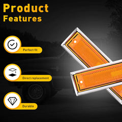 For 1981-91 Chevy GMC Amber C/K Front Bumper Side Light Marker Fender Lamp Shell 6B93BC-57