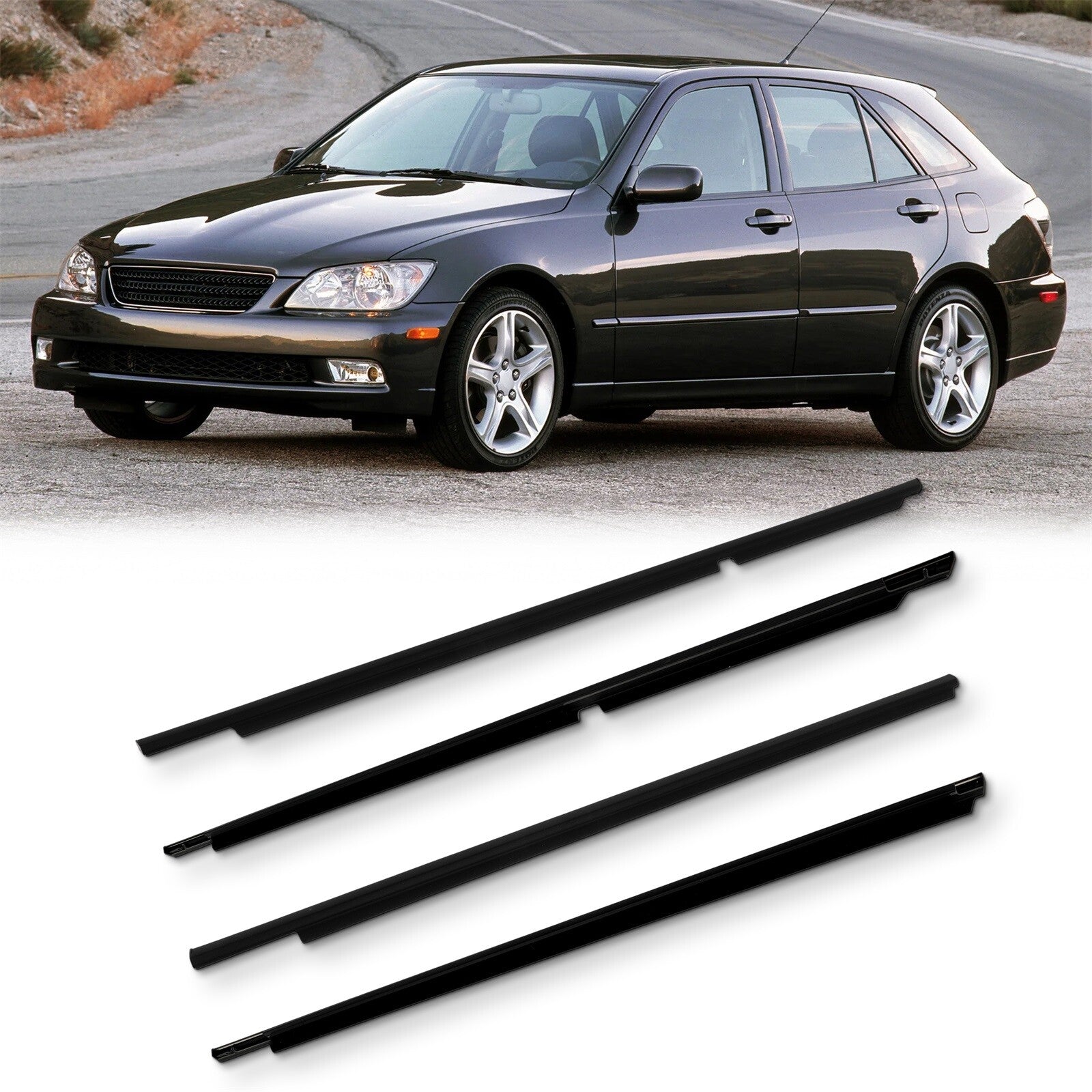 For 2001-2005 Lexus IS300 Front & Rear Door Window Seal Belt Molding 6B93BC-57