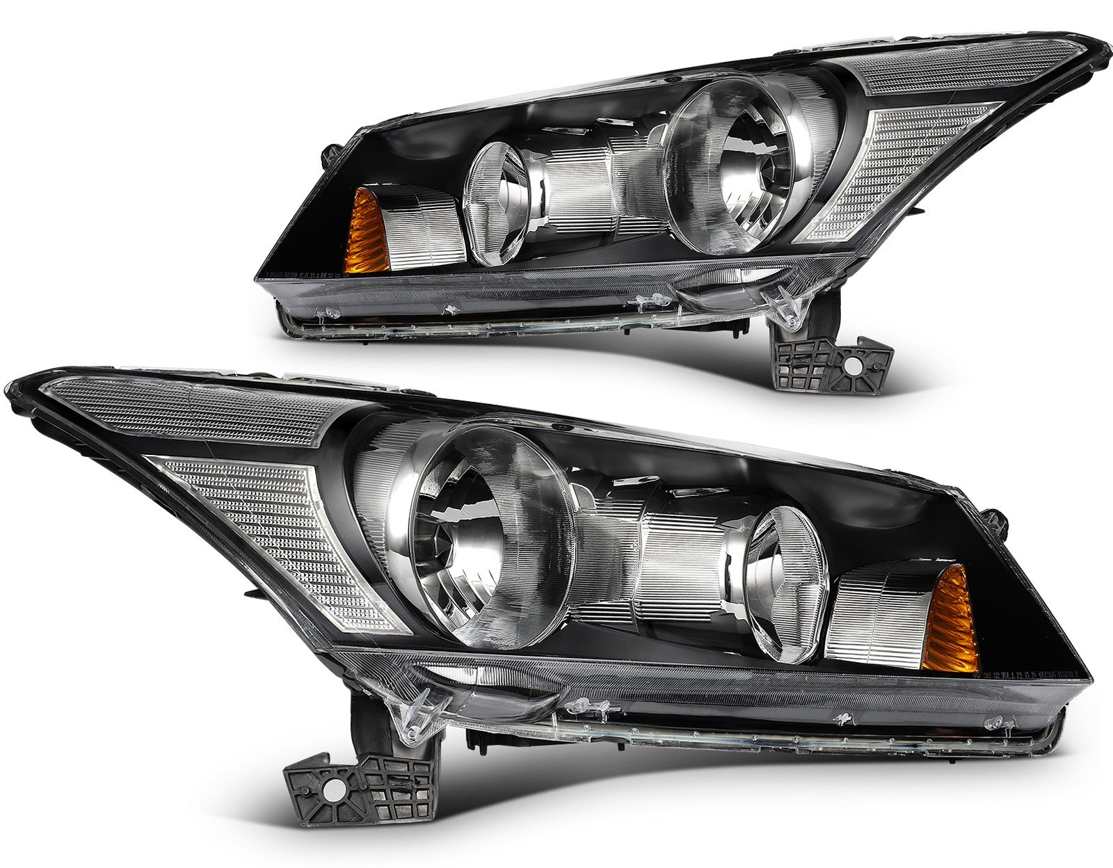 ECCPP Headlights Assembly For Honda Accord 2.4L 3.5L 2008-2012 Pair Black Amber 6B93BC-57