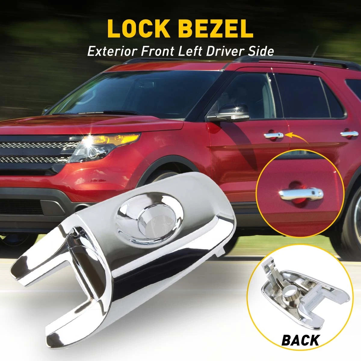 For 2011-2019 Ford Explorer LH Driver Door Handle Bezel Key Cover Chrome Repl 6B93BC-57
