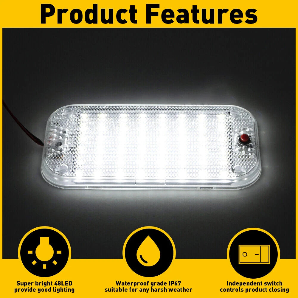 4X 12V LED Car Interior Roof Light Ceiling Dome Lamp For RV Camper Trailer Truck 6B93BC-57