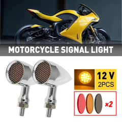 2x Chrome Turn Amber LED Motorcycle Light Bullet Signal Blinker Brake AUXITO For AUXITO