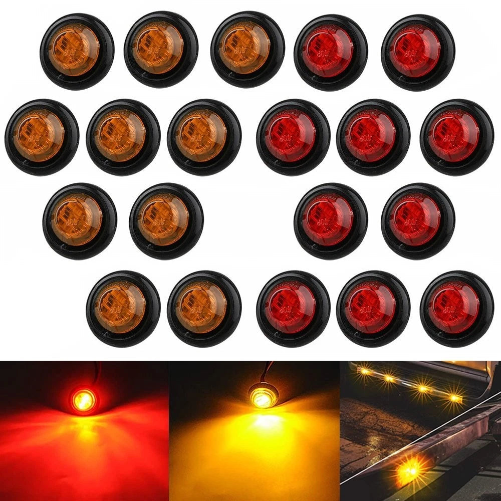 20X Red Amber LED Bullet Side Marker Light Flush Mount Truck Trailer 3/4" EOA 6B93BC-57
