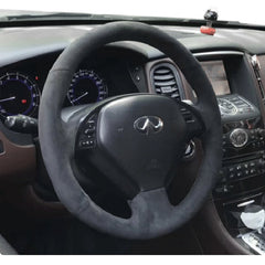 Top Suede Leather Steering Wheel Hand-stitch on Wrap Cover For Infiniti G37 QX50