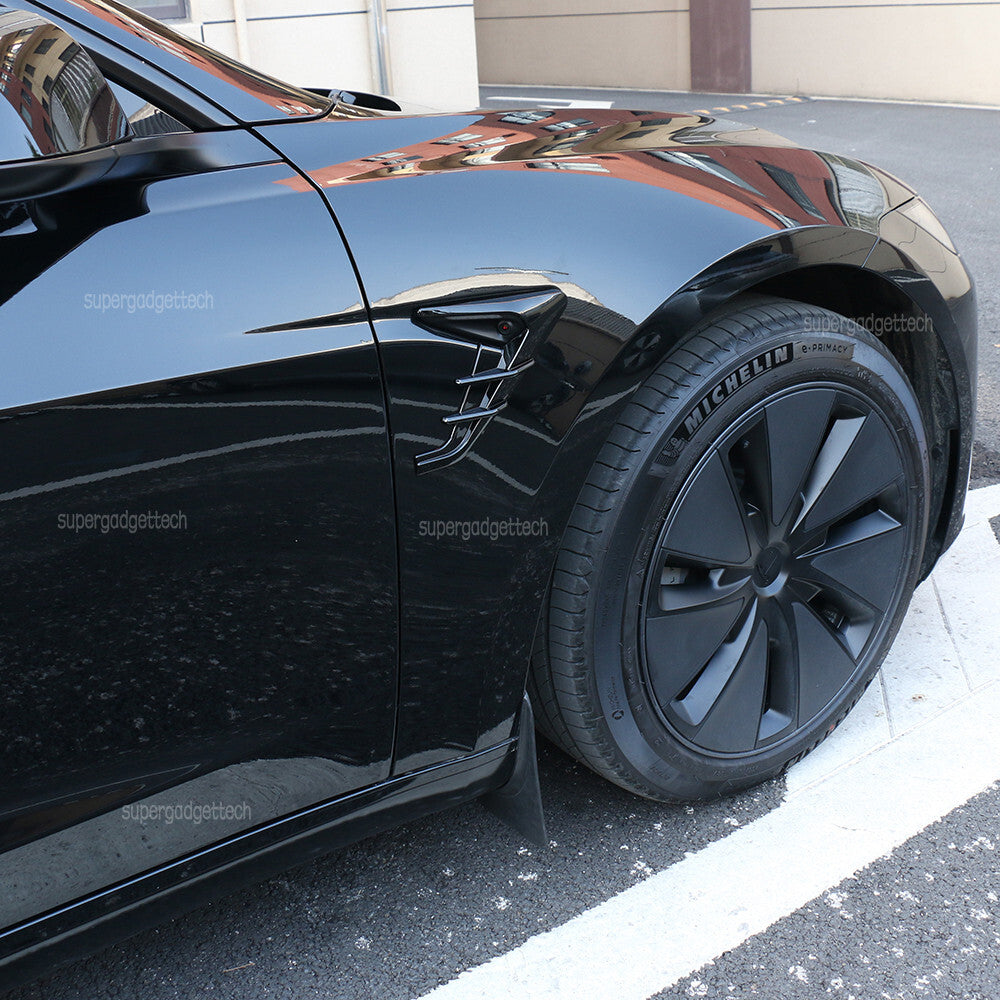 2Pcs ABS Glossy Black Side Leaf Board Camera Cover For Tesla Model 3 Highland 6B93BC-57