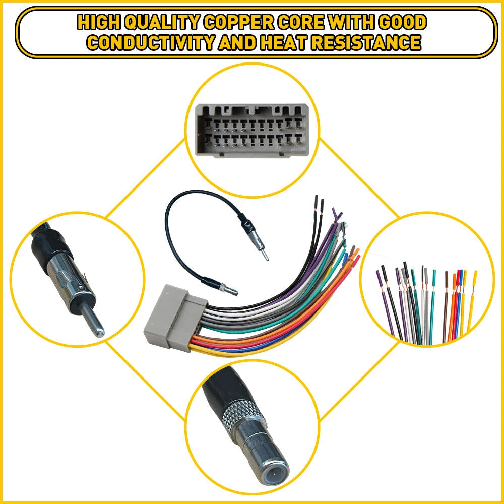 Wire Harness & Antenna Adapter Kit Aftermarket Radio Fits Chrysler Dodge Jeep 6B93BC-57