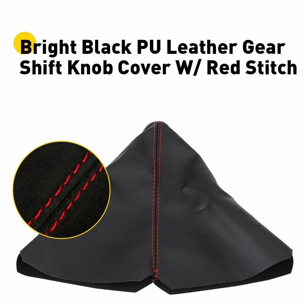 Shift Knob Shifter Boot Cover Black PVC Leather MT AT Sport Car Accessories EOA 6B93BC-57
