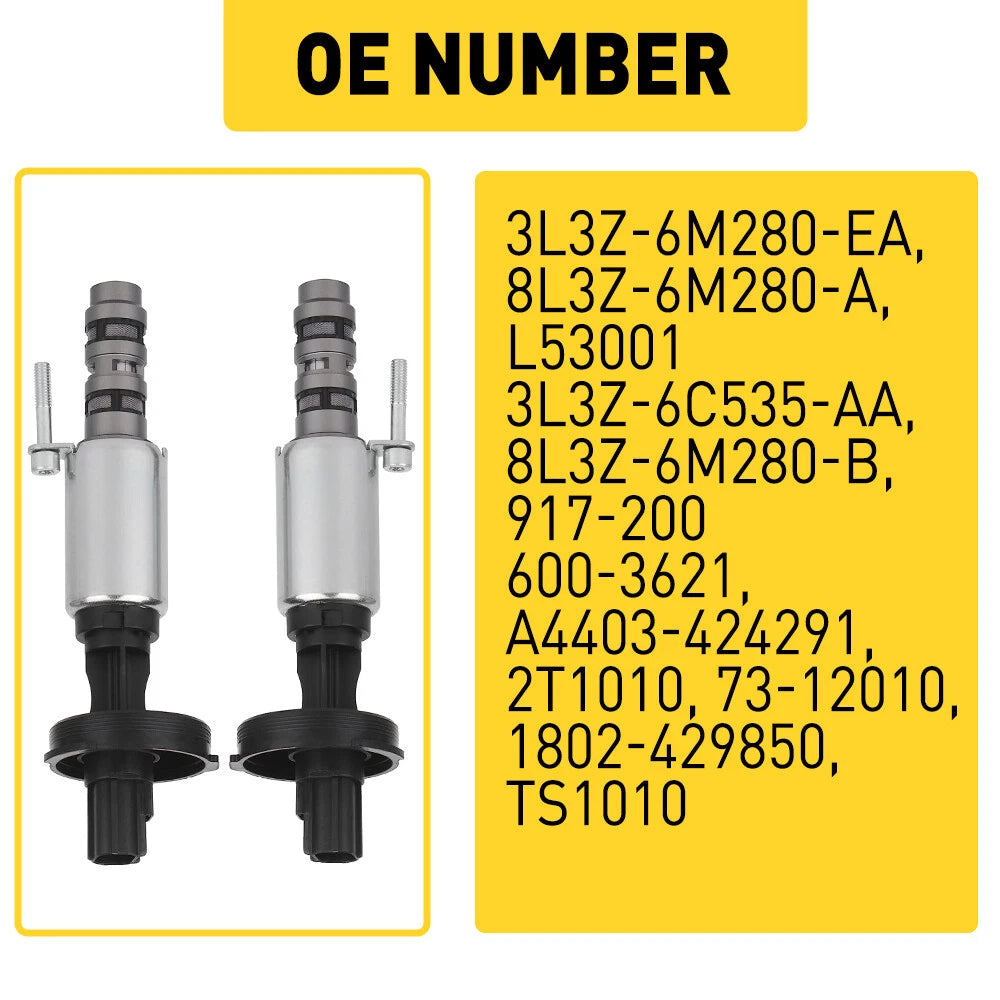 2PC VCT VVT Variable Valve Timing Solenoid For 04-10 Ford F-150 05-14 Lincoln 6B93BC-57