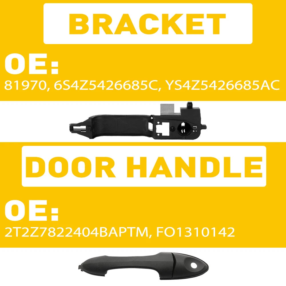 LH Driver Side Exterior Door Handle and Bracket Black for 2000-07 Ford Focus EOA 6B93BC-57