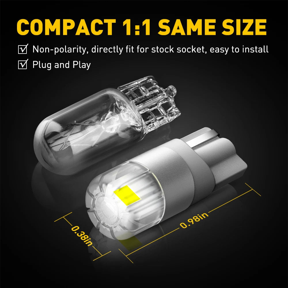 4X AUXITO 194 168 2825 T10 White CANBUS LED License Plate Light Bulbs Map Lamp A AUXITO