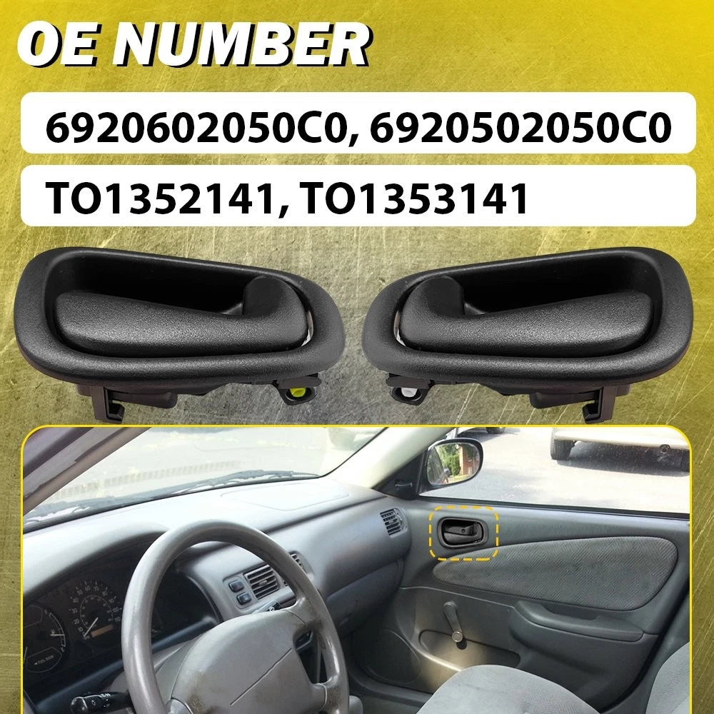 4PC Interior Door Handle For 1998-2002 Toyota Corolla/Chevrolet Prizm Black EOA 6B93BC-57
