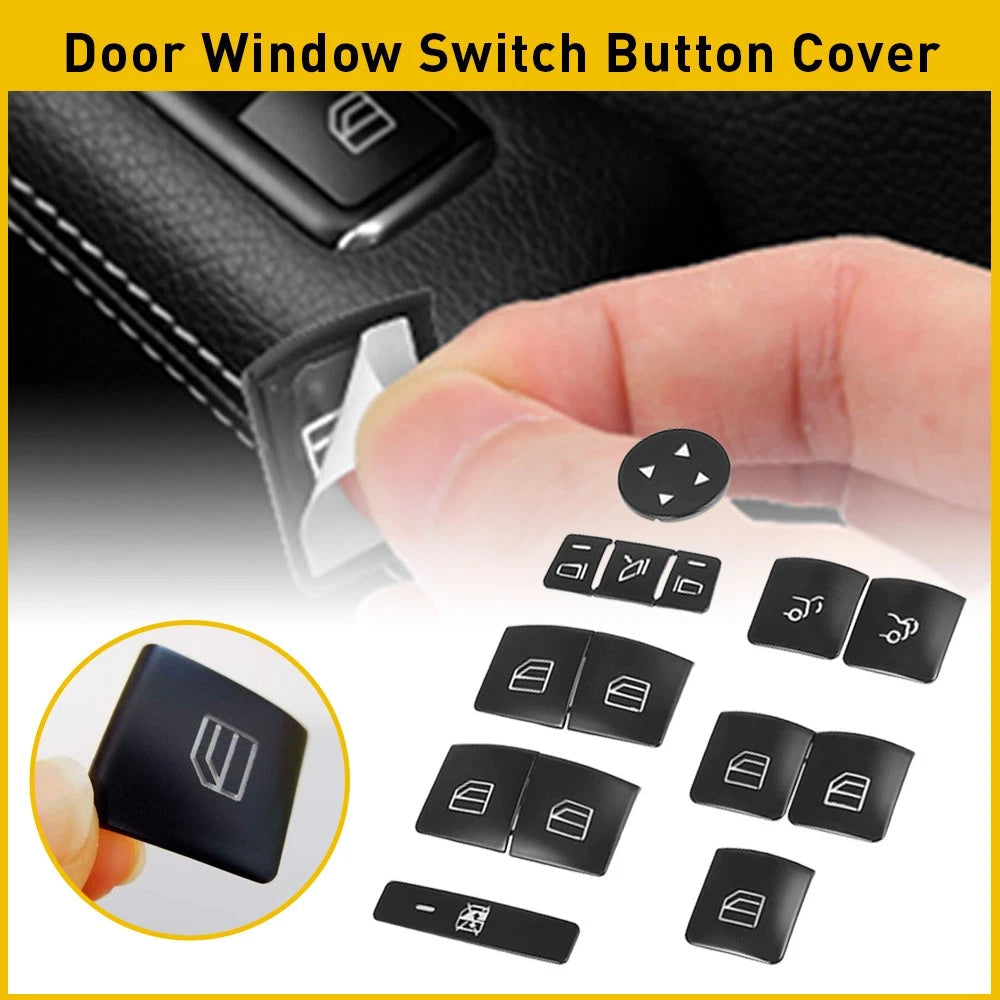 14X Car Front Door Armrest Window Switch Button Cover Set Trim For Mercedes-Benz 6B93BC-57