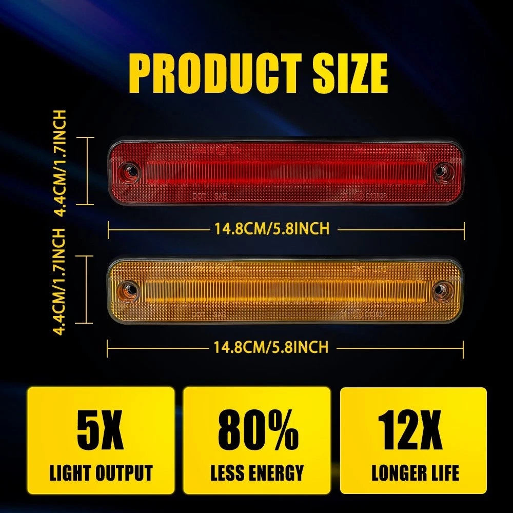 For 2003-2009 Hummer H2 Amber Red Front Rear LED Side Marker Light Sealed 4PCS A 6B93BC-57