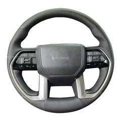 Black&Hole Leather Steering Wheel Stitch on Wrap Cover For Toyota Tundra 2021-24