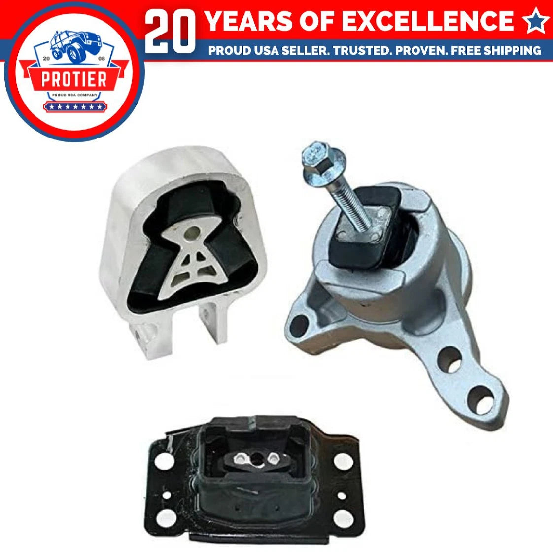 Motor & Trans Mount 3PCS Set Fit 14-20 Ford Fusion 1.5L/ 13-14 Fusion 1.6L 6B93BC-57