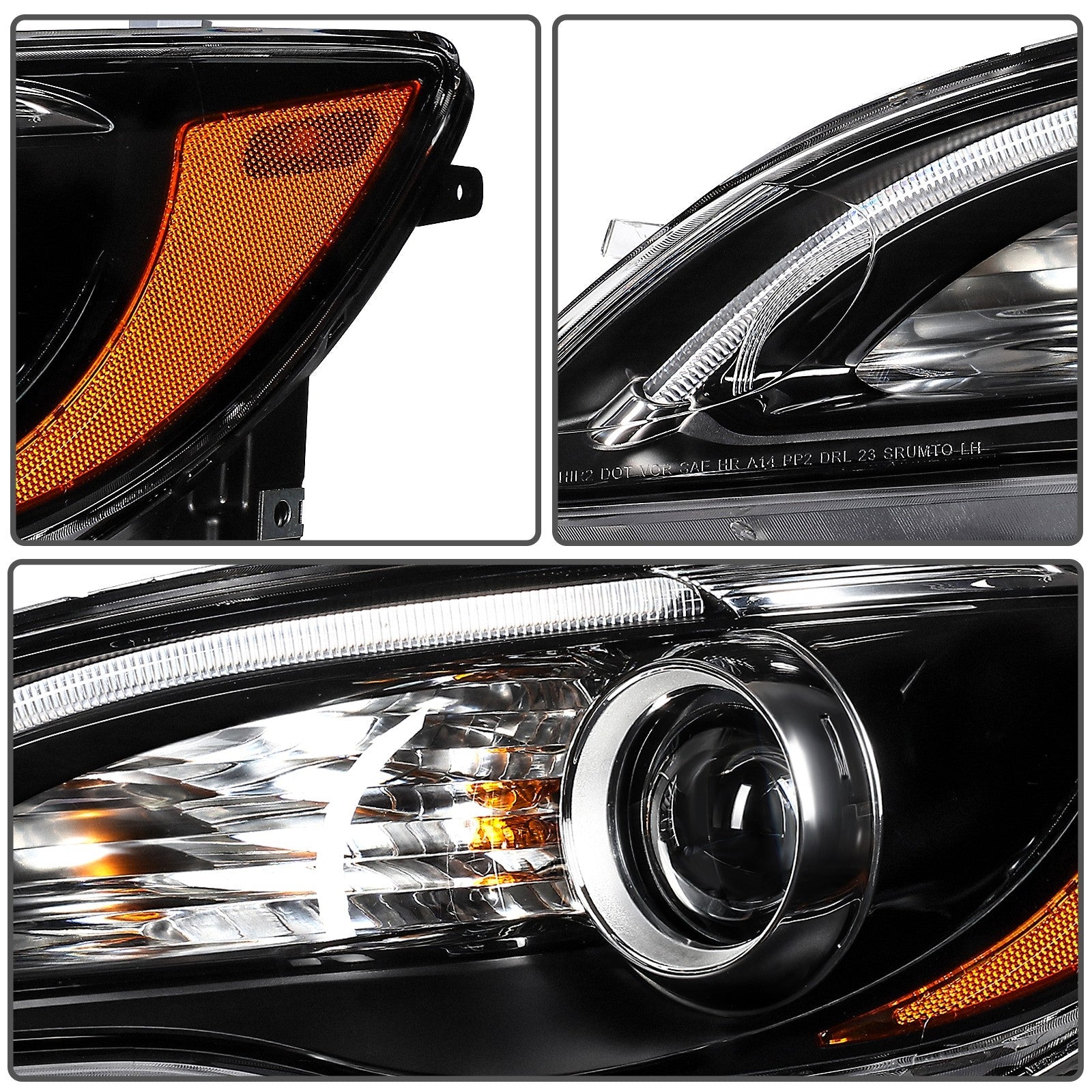Pair Headlights Assembly Fits 2011-14 Chrysler 200 2.4L 3.6L Black w/Projector 6B93BC-57