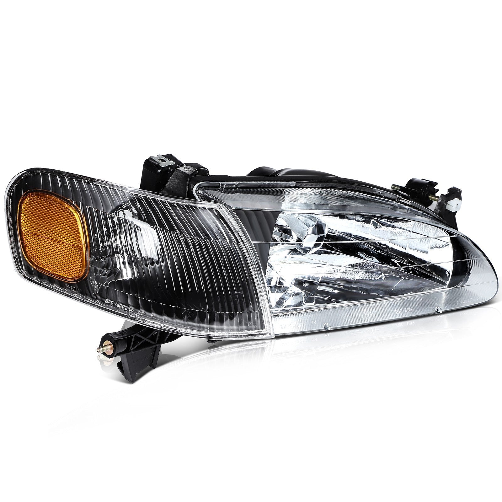 Pair Kit Headlights Assembly For 1998-2000 Toyota For Corolla 1.8L Black Amber 6B93BC-57