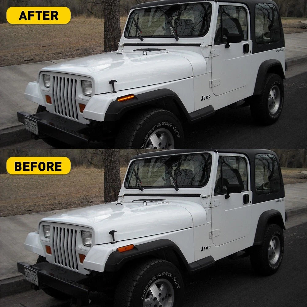 Smoked LED Fender Bumper Side Marker Lights For Jeep Wrangler YJ 1987-1995 EOA 6B93BC-57