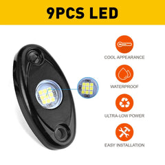 8X Rock LED Lights White Underbody Trail Glow Rig Lamp Offroad SUV Pickup Truck 6B93BC-57