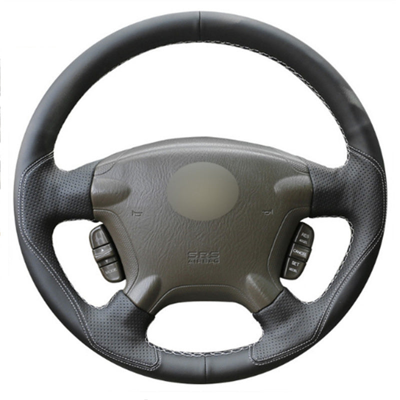 Top Leather Steering Wheel Hand-stitch on Wrap Cover For Honda CRV CR-V 2003-06