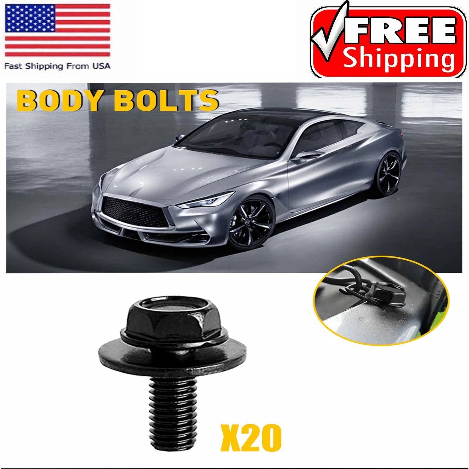 Bolts Screws Fastener M6 10mm Hex For Car Body Fender Engine Splash Shield EOA 6B93BC-57