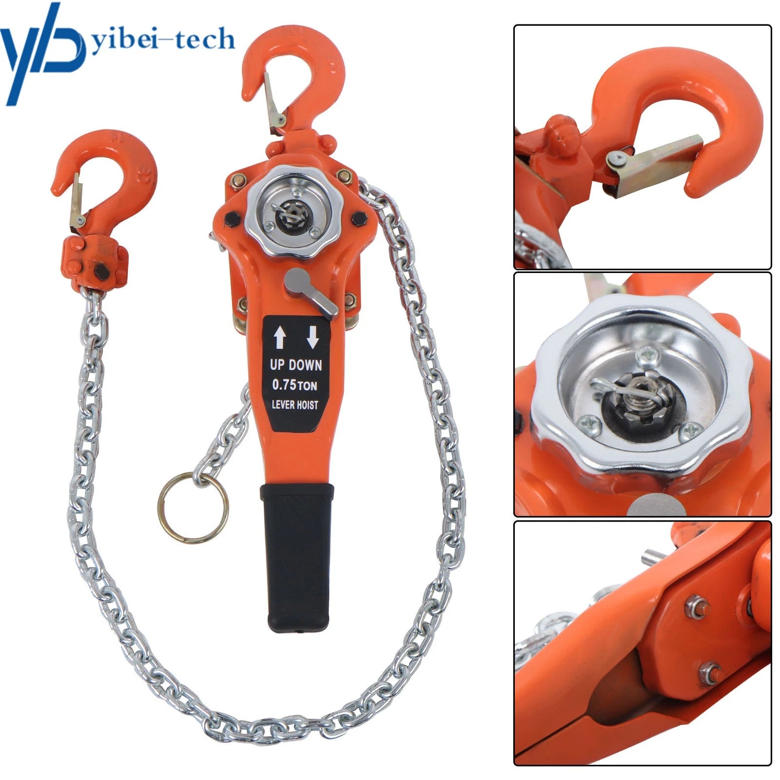 3/4 Ton 1650lbs Capacity Manual Lever Chain Hoist 5FT/1.5m G80 Chain 6B93BC-57