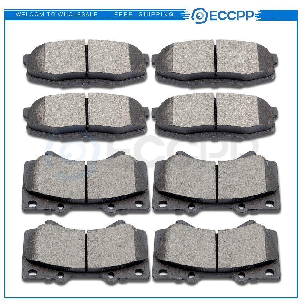 Front Rear Ceramic Brake Pads For Toyota Tundra Sequoia 2008 2009 2010 2011-2019 6B93BC-57