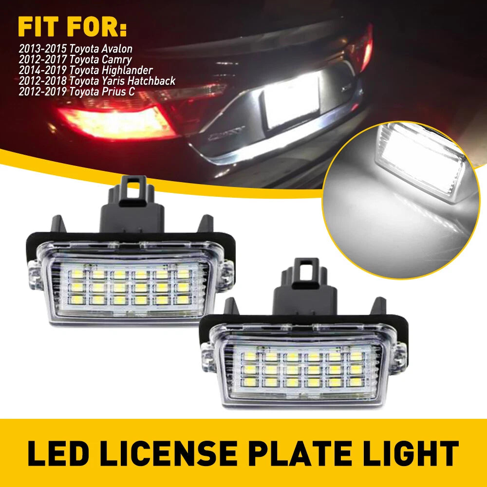 2X PURE WHITE LED Plate License Light Lamp For Camry Toyota Avalon Highlander 6B93BC-57