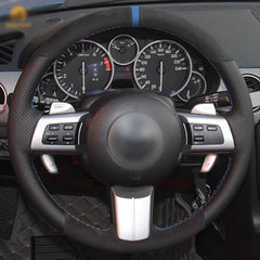 Top Leather Steering Wheel Hand-stitch on Wrap Cover For Mazda MX-5 2009-2013