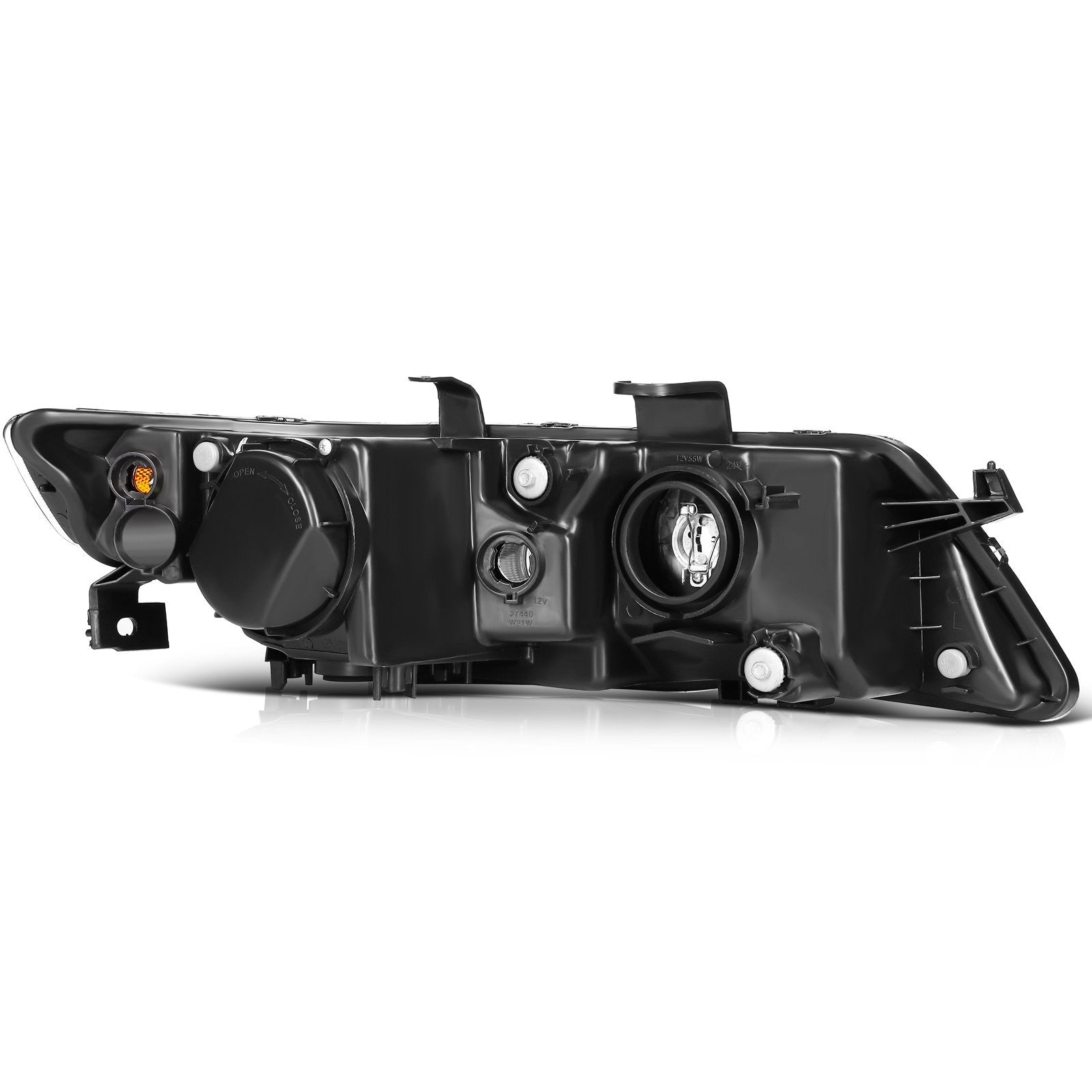 Pair Halogon Headlights Assembly For 2004-2008 Acura TSX Base 2.4L Black Amber 6B93BC-57
