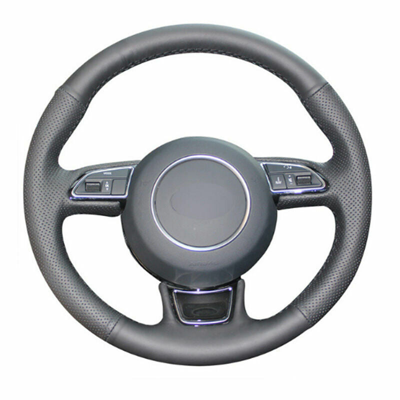 Top Leather Steering Wheel Hand-stitch on Wrap Cover For Audi A1 A3 A5 A7