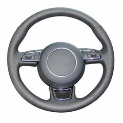 Top Leather Steering Wheel Hand-stitch on Wrap Cover For Audi A1 A3 A5 A7