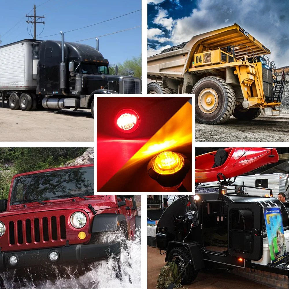 20X 3/4"LED Smoked Bullet Truck Light Trailer Round Side lights Marker Amber Red 6B93BC-57