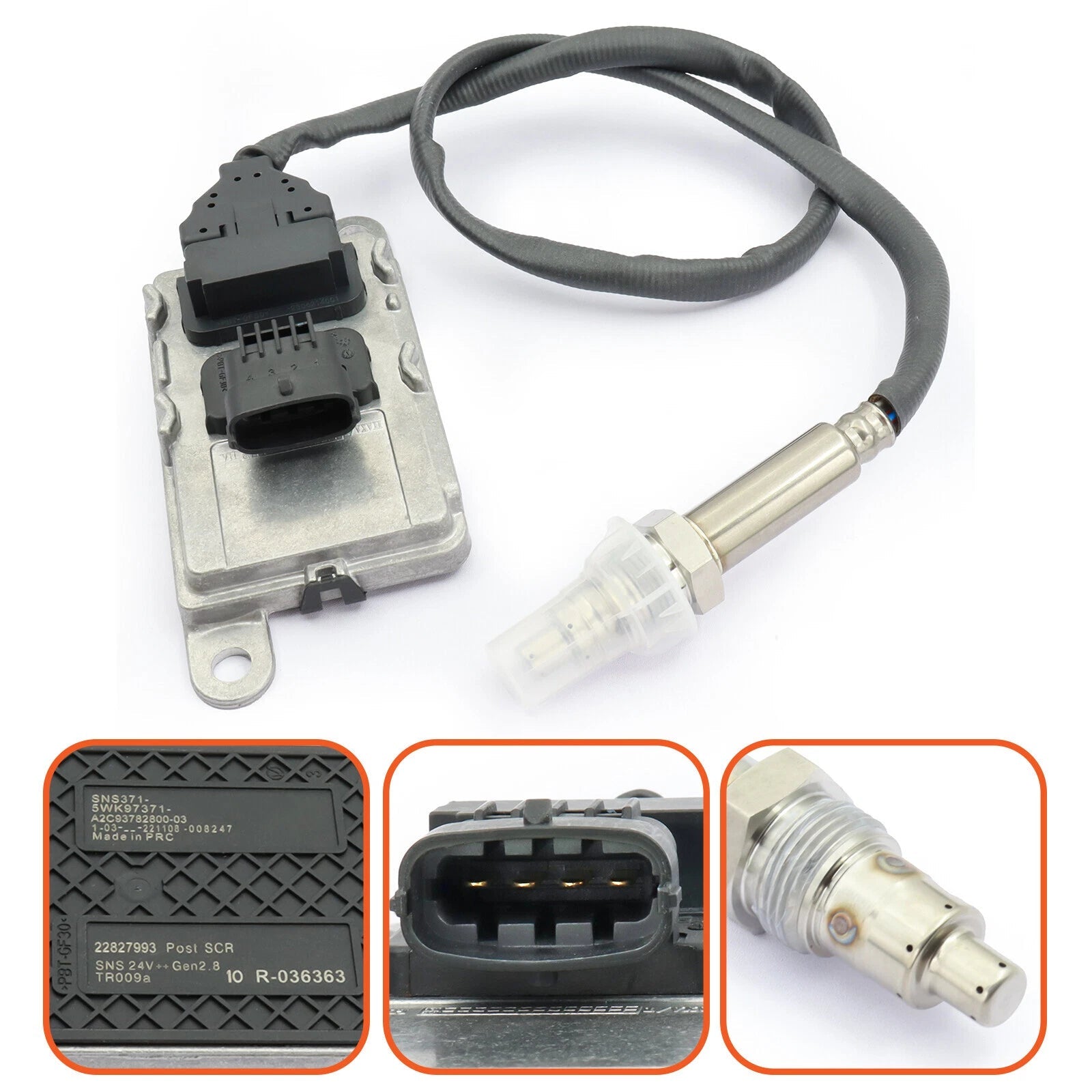 5WK97371Car 24V Nitrogen Nox Oxygen Sensor For Volvo Truck A2C93782800 22827993 6B93BC-57