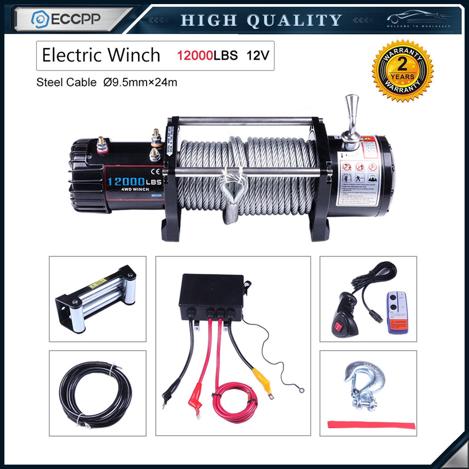 For 1960-2018 Toyota 12000LBS Steel Rope Off Road 4WD 12V Electric Winch Towing 6B93BC-57
