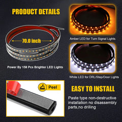 2X 70" Running Board LED DRL Side Step Strip Lights Bar For Ram 1500 2500 3500 A 6B93BC-57