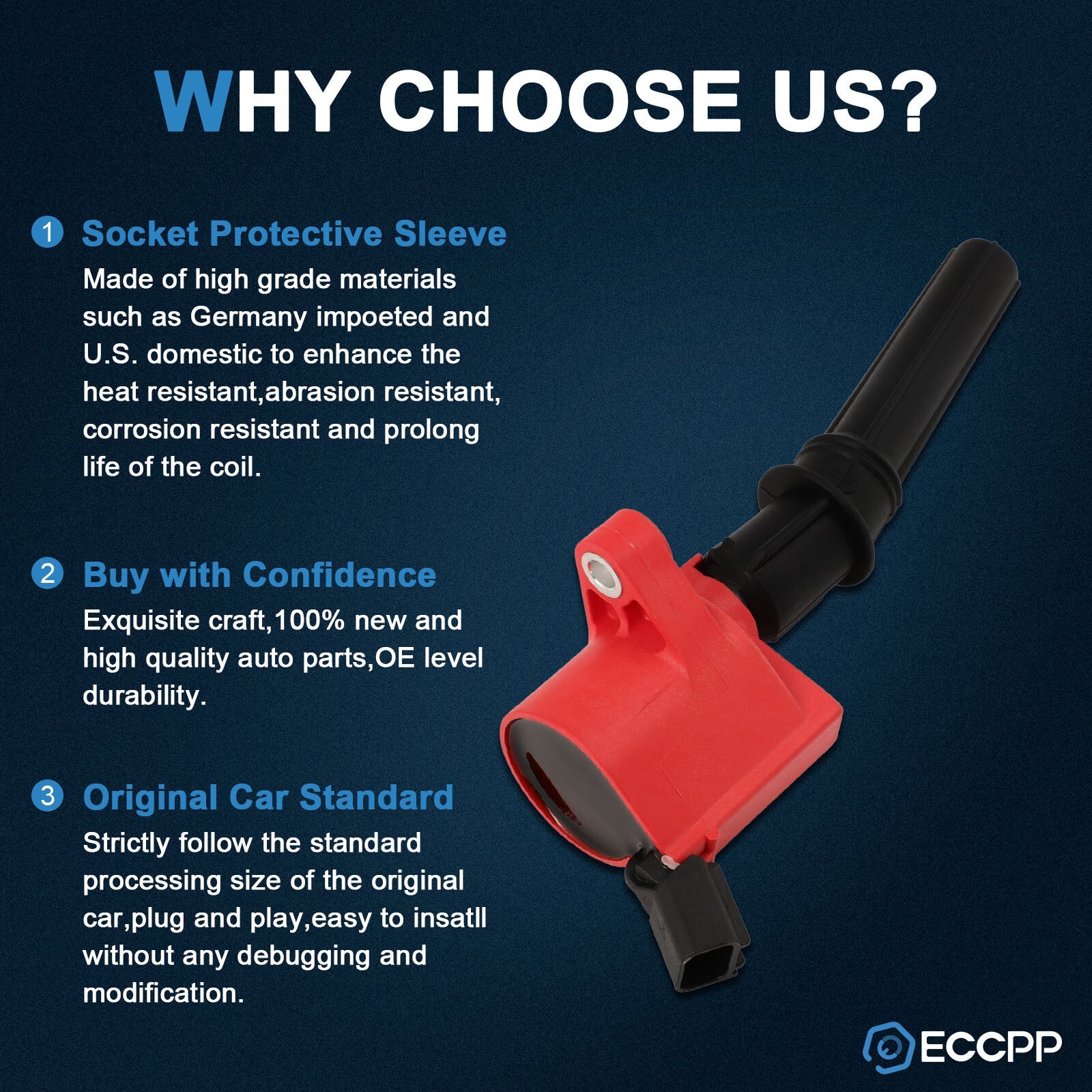 ECCPP 8 Red Ignition Coils For 00-10 Ford F-150 4.6L V8 2002-2005 Ford Explorer 6B93BC-57