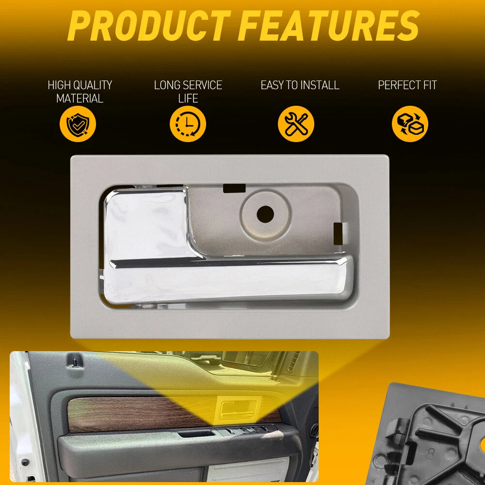Interior Door Handle For Ford 2009-2014 F-150 Power Lock Driver Side Silver EOA 6B93BC-57