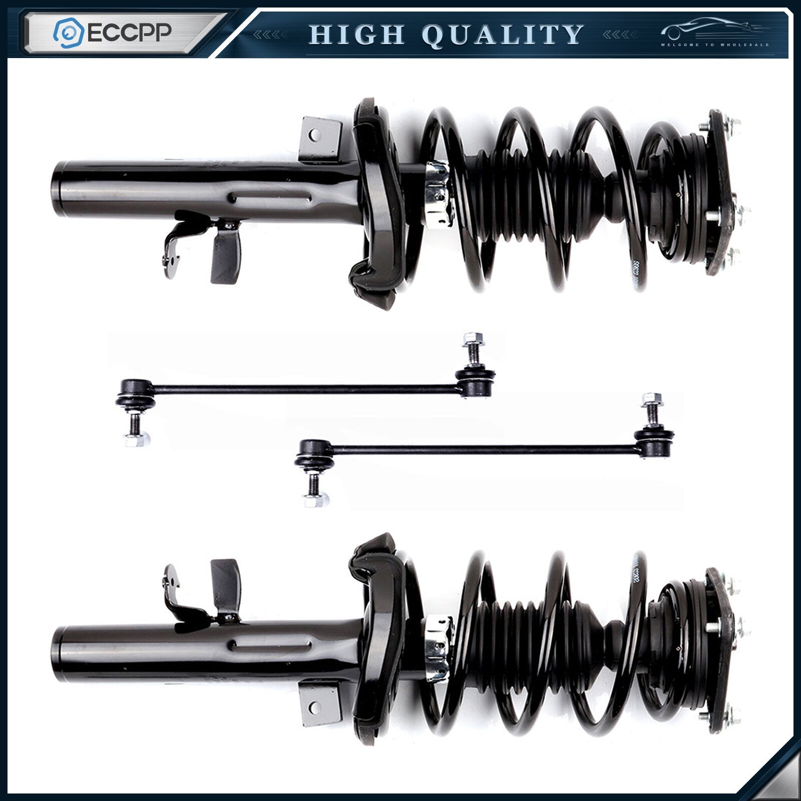 For 2012 2013 Ford Focus 2.0L Auto Trans Front Complete Struts & Sway Bar Link 6B93BC-57