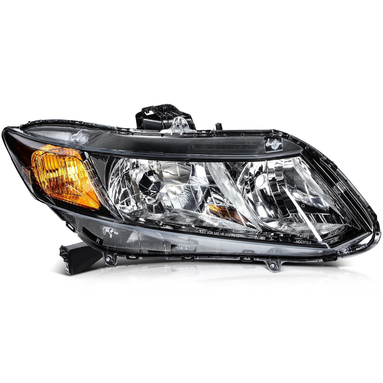 For 2012-2013 Honda Civic 2Dr/2012-2015 4Dr Black Left+Right Headlights Assembly 6B93BC-57