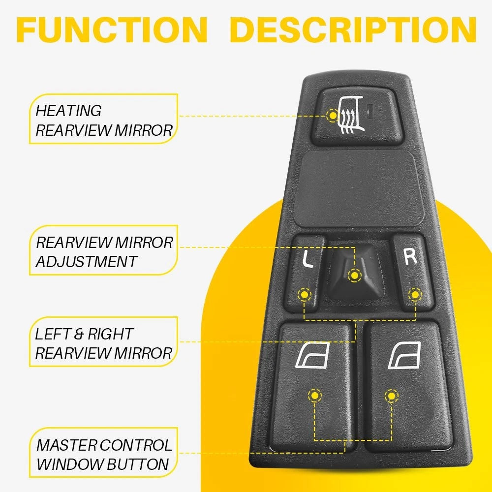 22569484 MASTER WINDOW CONTROL POWER SWITCH FOR VOLVO VN 2005-2014/VNL 2005-16 A 6B93BC-57
