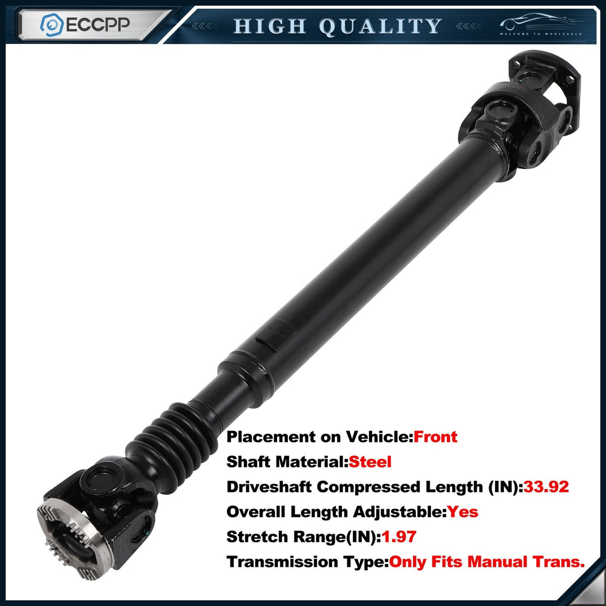 ECCPP Front Driveshaft For Dodge Ram 2500 3500 2003 2004 2005-2009 65-9539 M.T. ECCPP