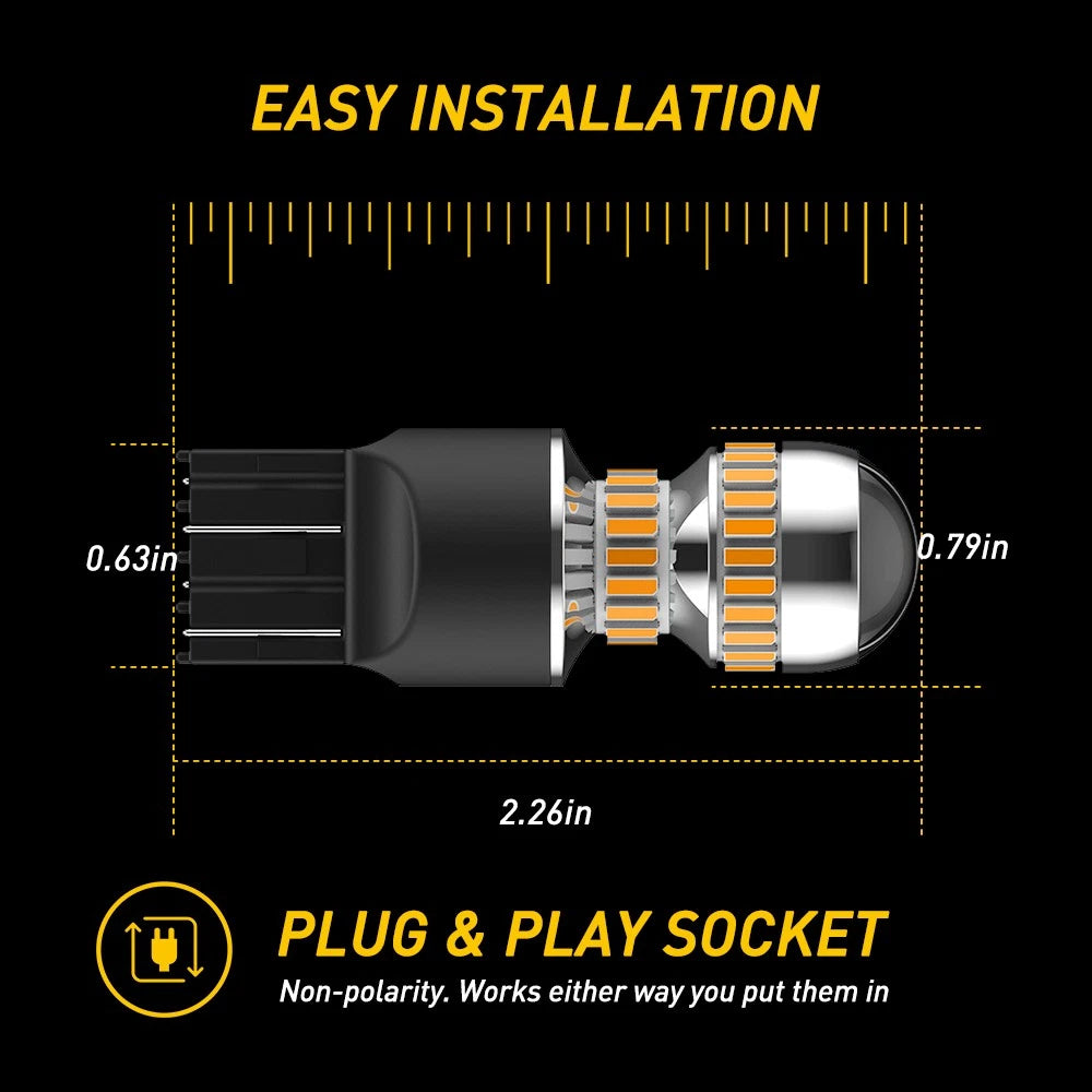 1-10Pcs AUXITO 360° 7443 7440 Amber Yellow LED Turn Signal Parking Light Bulbs AUXITO