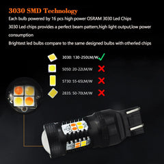 2X 7443 7444 Amber/Yellow Switchback Dual Color Turn Signal Light bulbs LED EOA 6B93BC-57