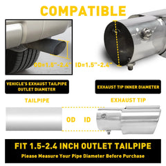 Chrome Car Stainless Steel Exhaust Dual Pipe Tail Throat Tip Muffler Accessories 6B93BC-57